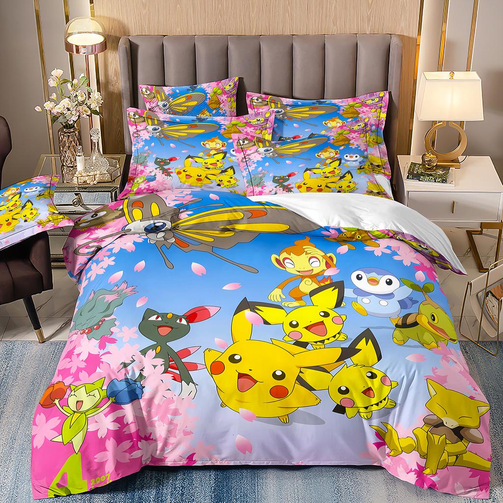 Cette Anime Pokemon Collections de Linge de LitPikachu Housse de Couette Collection EnfantsDécoration de ChambreAvec Taie d'OreillerPlusieurs Tailles