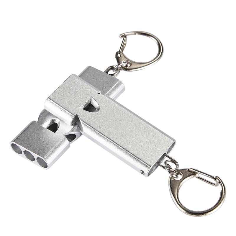 Flat Aluminum Alloy Three Tubes Survival Whistle Outdoor Survival Whistle Equipment Equipped EDC Tool