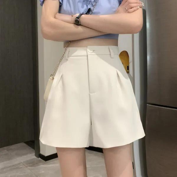 2024 Summer Women's High Waist A-Line Shorts - Korean Style, Versatile, Casual, Slimming, Wide-Leg