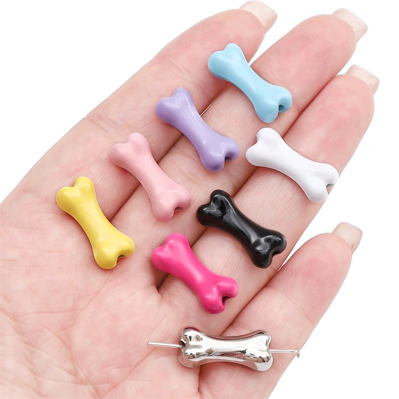 Metal Bone Beads for DIY Jewelry Bracelet Necklace Charms 2 Pcs