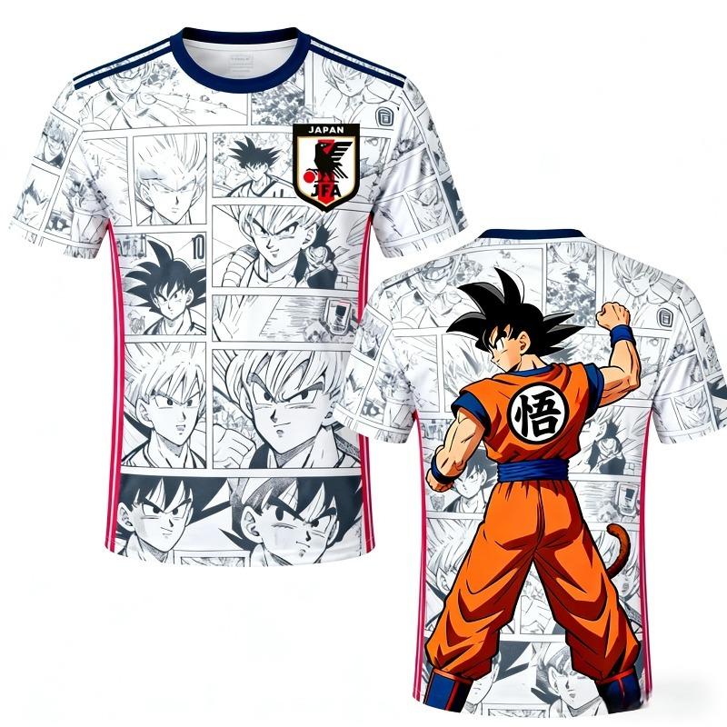New Bandai Japanese Anime Dragon Ball Son Goku X Japan National Team Soccer Jersey Men's Sports