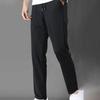Fashion Summer Mid Rise Elastic Waist Straight Ninth Pants Ice Cool Loose Men Trousers