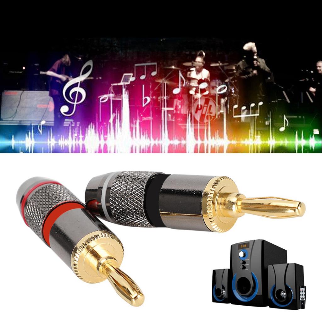 24K Gold plated Pure Copper Banana Head Plug Audio Speaker Cable Connector