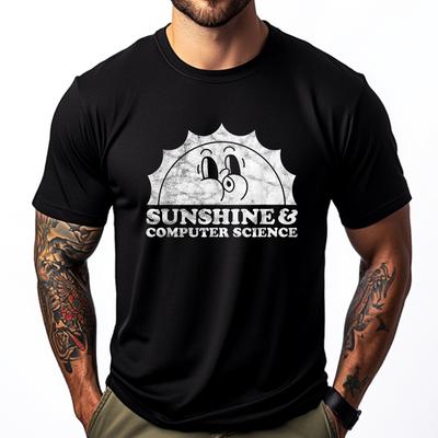 Sunshine And Computer Science Technology 3XL Men Clothing Mens Cotton TShirt Vegan
