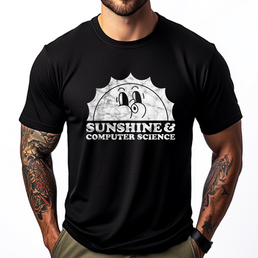 Sunshine And Computer Science Technology 3XL Men Clothing Mens Cotton TShirt Vegan