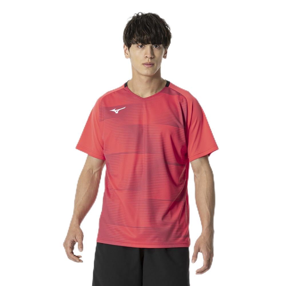 Mizuno Game Short Dynamotion Officially Approved by the Japan Badminton Radiant Red Tennis/Badminton Shirt, Sleeve, Moisture-Wicking, Quick-Drying,