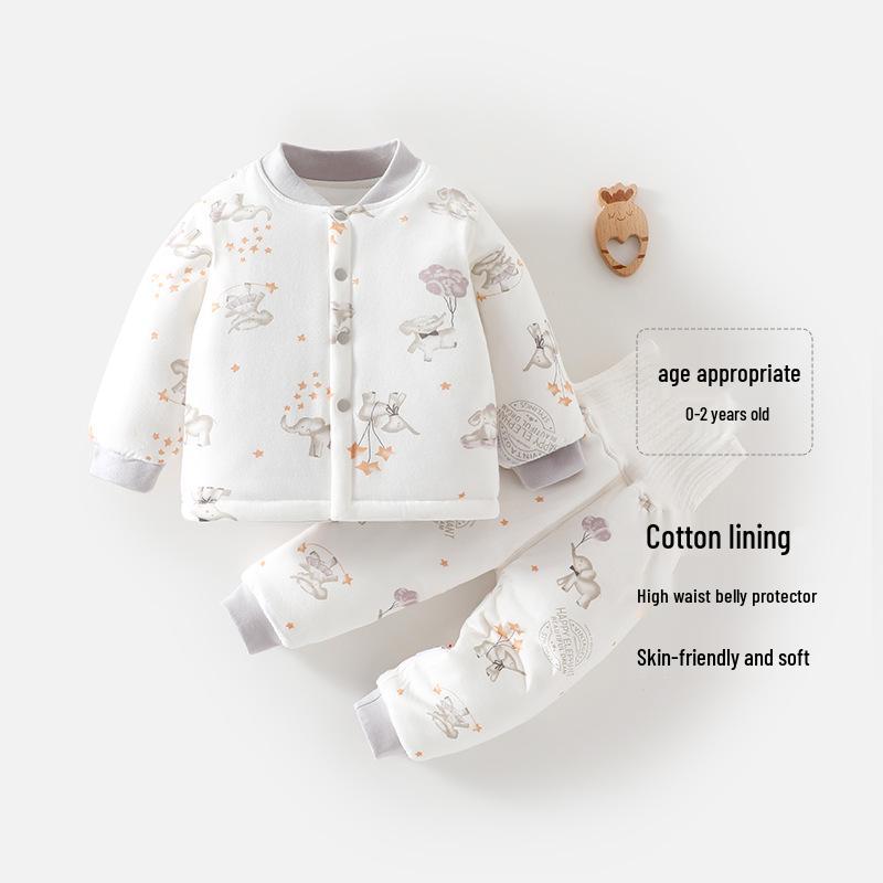 Infant Winter Set: Padded Cotton Baby Clothes for Boys, Autumn/Winter Warmth