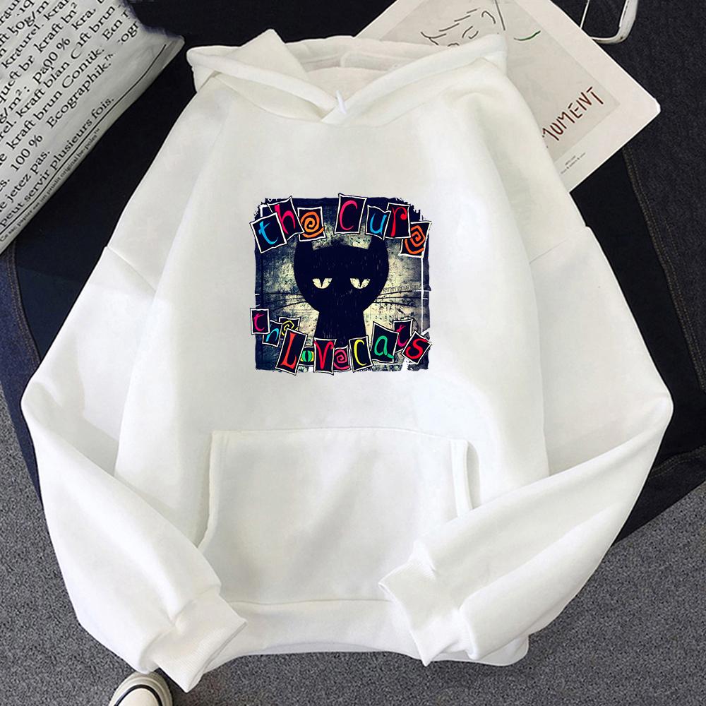 

The Cure Love Cats Hoodies Mens Gothic Streetwear Sweatshirts for Winter Autumn Cartoon Print Male Pullovers Clothes Man 3XL