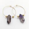 1pair Faceted Natural Stone Earrings for Women Amethyst Tiger Eye Trendy Stone Pendant Earring