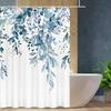 Blue Floral Shower Curtain Watercolor Flower Bath Curtain Poester Fabric Waterplyroof Bathroom Curtains With Hooks Bath Screen