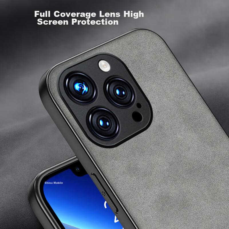IPhone 13 Pro Case, Silicone Soft Edge, Shockproof, Ultra-Thin, Simple And Stylish Leather Texture Case, Elegant Gray
