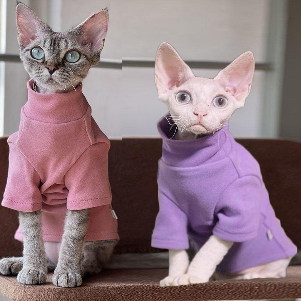 Cozy High-Neck Base Layer for Sphynx, Devon, and Hairless Cats - Soft, Warm, No-Fur Design for Spring, Autumn, and Winter