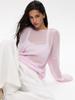 2025 Spring/Summer European-American Hollow Knit Sweater: Women's Thin, Large Round Neck, Trumpet Sleeve T-Shirt