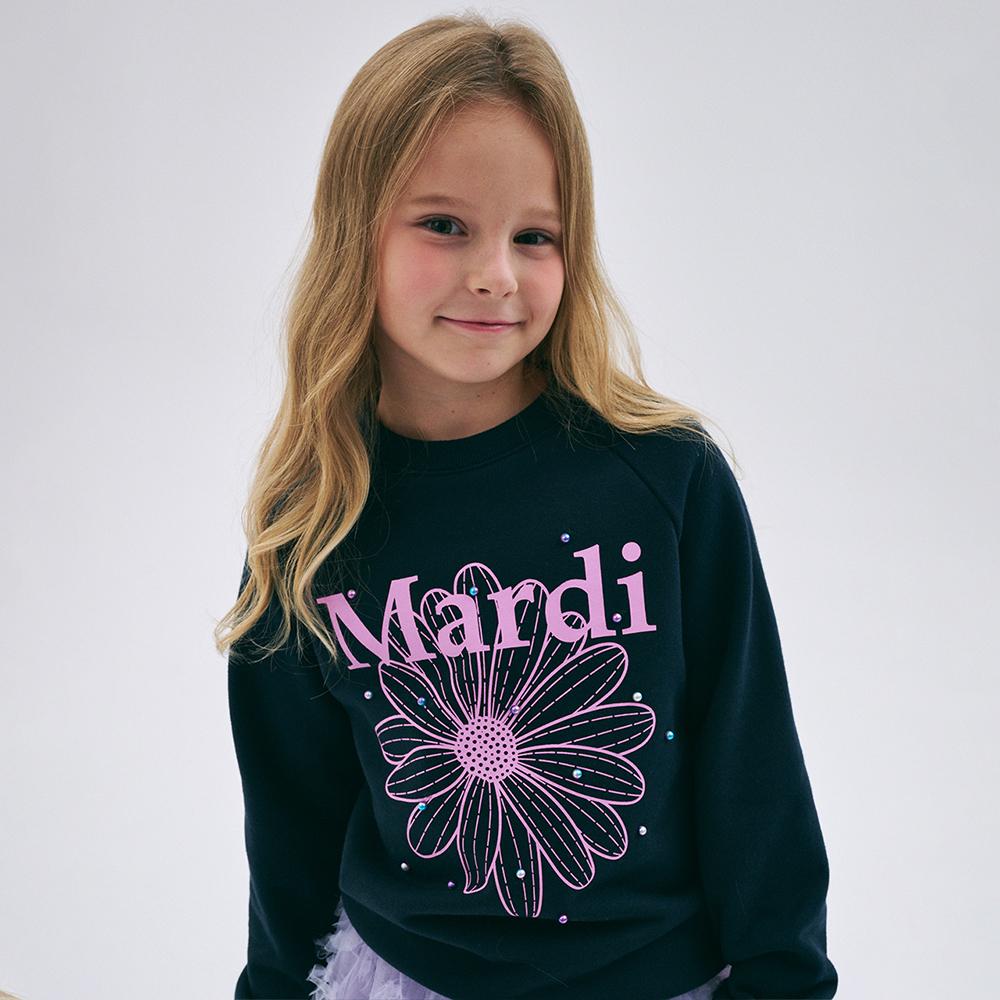 [mardimercredi] ДЕТСКАЯ ТОЛСТОВКА FLOWERMARDI MIX С ЖЕМЧУЖНЫМ УКРАШЕНИЕМ_СИНИЙ ЛАВАНДОВЫЙ S(100)