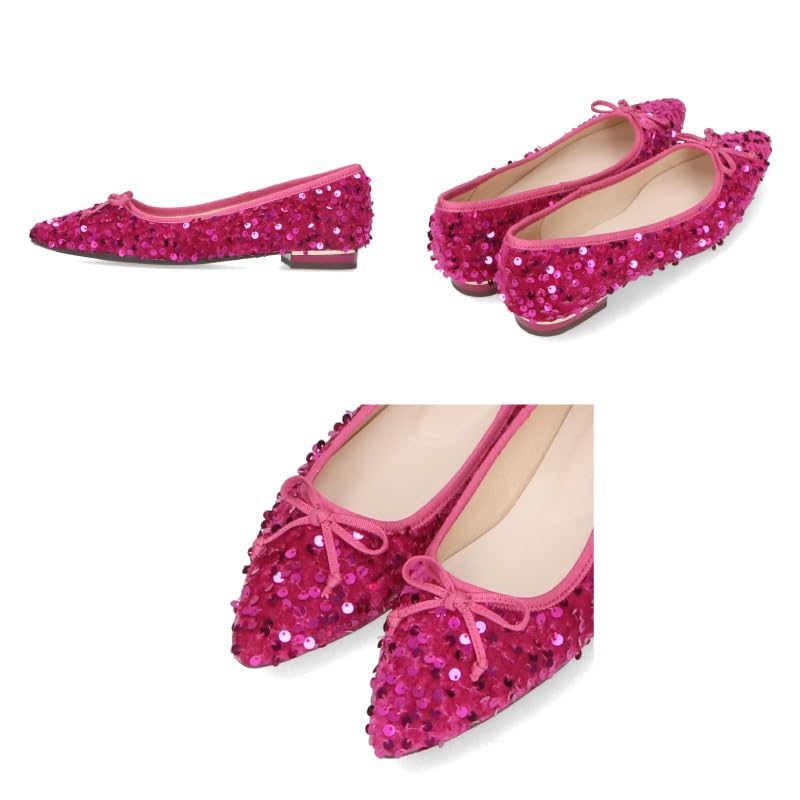 Ballet Pointed 41315 cm [Oriental Traffic] Pumps, Shoes, Flats, Toe, Sequins, Sparkling, Ribbon, Occasion, Gorgeous, Women's, GREY, 26.0