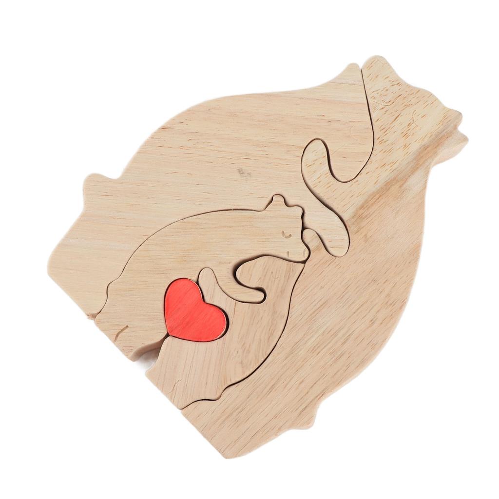 Wooden Bears Family Puzzle 4 søte bjørner Utsøkt personlig trekunstpuslespill for familiemamma