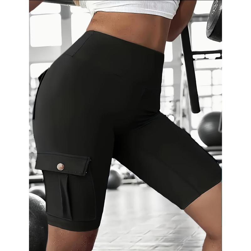 Pantaloncini da Allenamento da Donna a Vita Alta con Tasche Cargo Asciugatura Rapida Controllo Addome Yoga Biker Shorts per Palestra