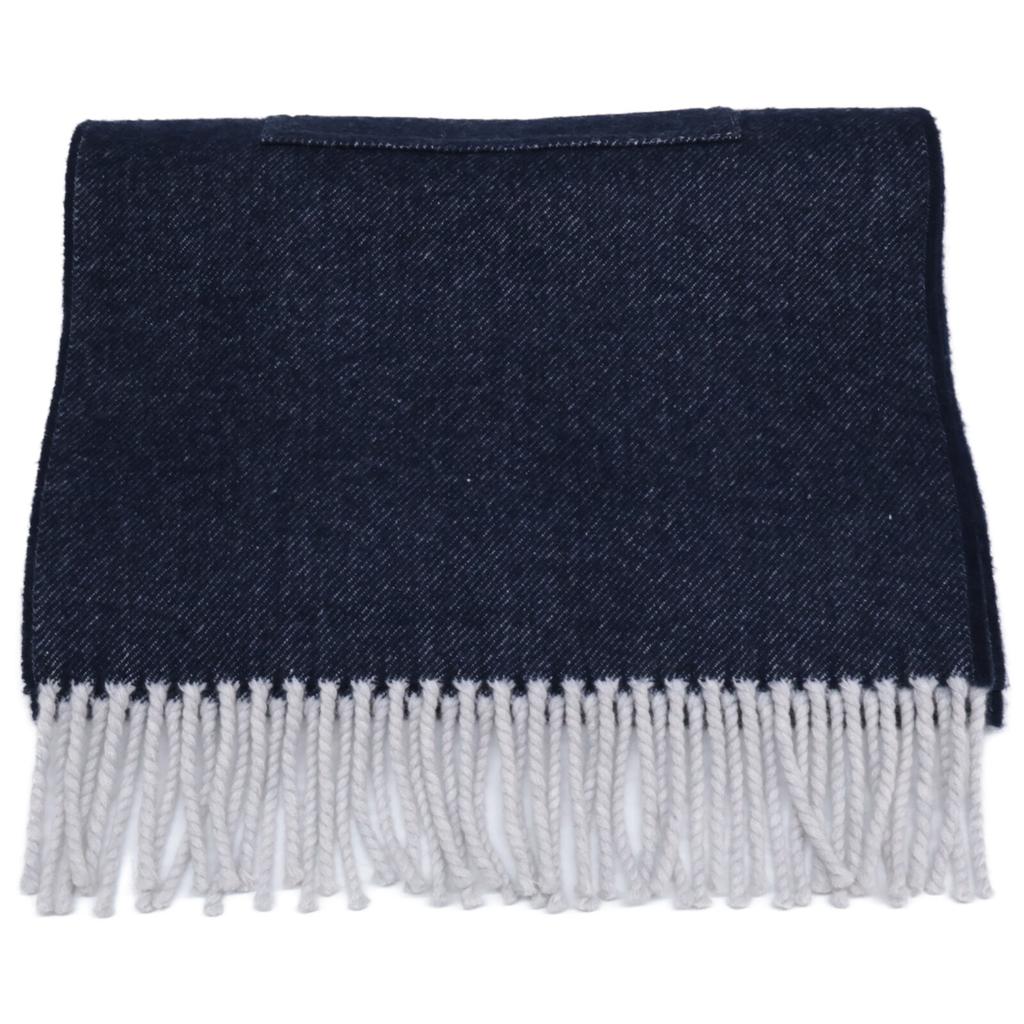 HERMES [Excellent condition/Domestic genuine] Pocket cargo cashmere Scarf IndigoUsed