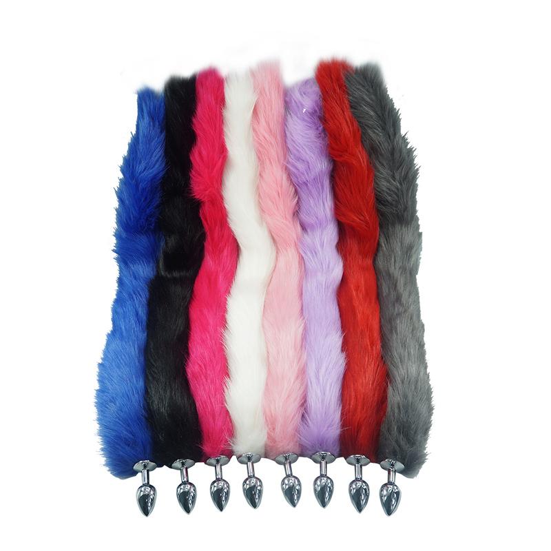8 Color for Choose 78cm Length Long Fox Tail Dia 27mm Anal Plug Metal Butt Plug Role Play Flirting Fetish Hot Dog Tail Sex Toy