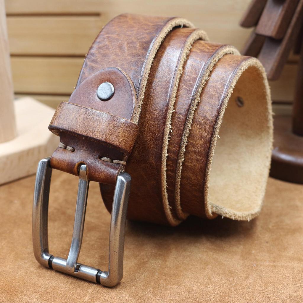 Men's Minimalist Luxury Leather Belt, Genuine Cowhide, Fashionable & Versatile, Suitable for Casual or Formal Wear.