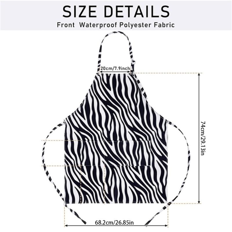 Fashion Animal Print Apron Stain Resistance Adjustable Neck Design Multiuse Accessory For Cooking Beauty Nail Salon
