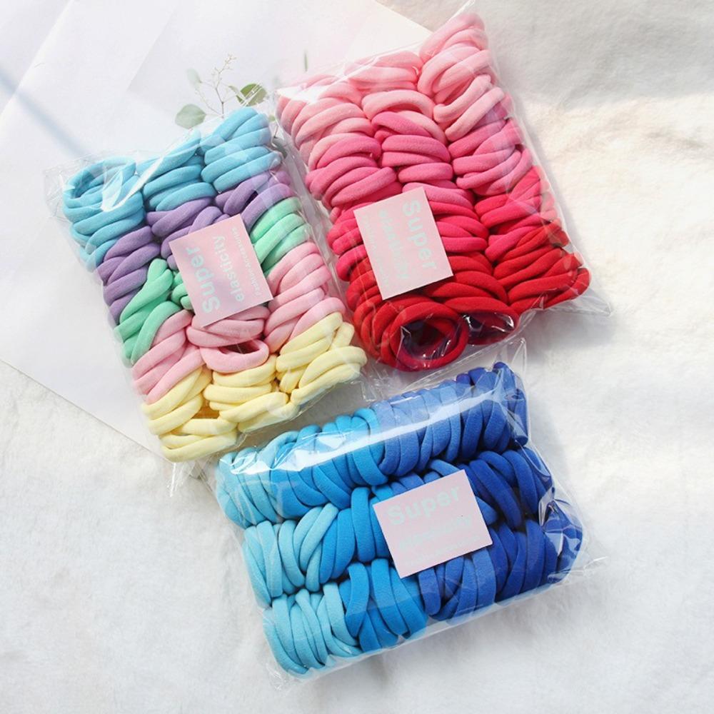 100Pcs/Set Hair Ring Elastic Rubber Bands Korean Style Hair Rope Set Women Ponytail Holders  Ladies