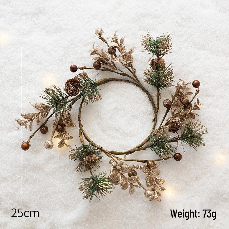 Champagne Gold Pine Cone Wreath Ornament - Christmas Decoration & DIY Vine Candlestick.