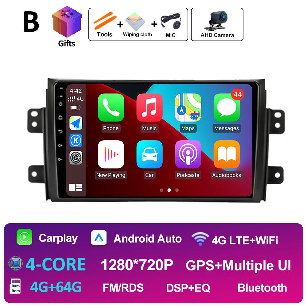 Wireless Carplay Android Intelligent System For Suzuki SX4 SX 4 2006 2007 2008 2009 - 2013 Bluetooth QLED IPS Screen Accessories