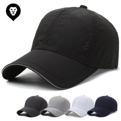 Schnelltrocknende Mütze Perforierte Sandwich-Baseballkappe Sommerlicher Outdoor-Nachtlauf Reflektierende Streifenkrempe Einfarbige Kappe