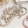 Plastic Glitter Merry Christmas Sign Sequins Christmas Tree Decoration  Holiday Party Decoration