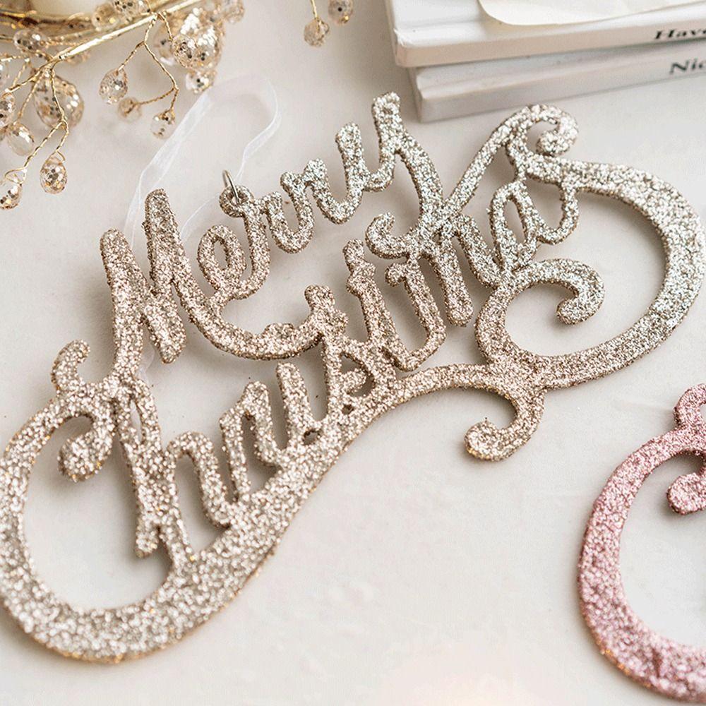 Plastic Glitter Merry Christmas Sign Sequins Christmas Tree Decoration Holiday Party Decoration