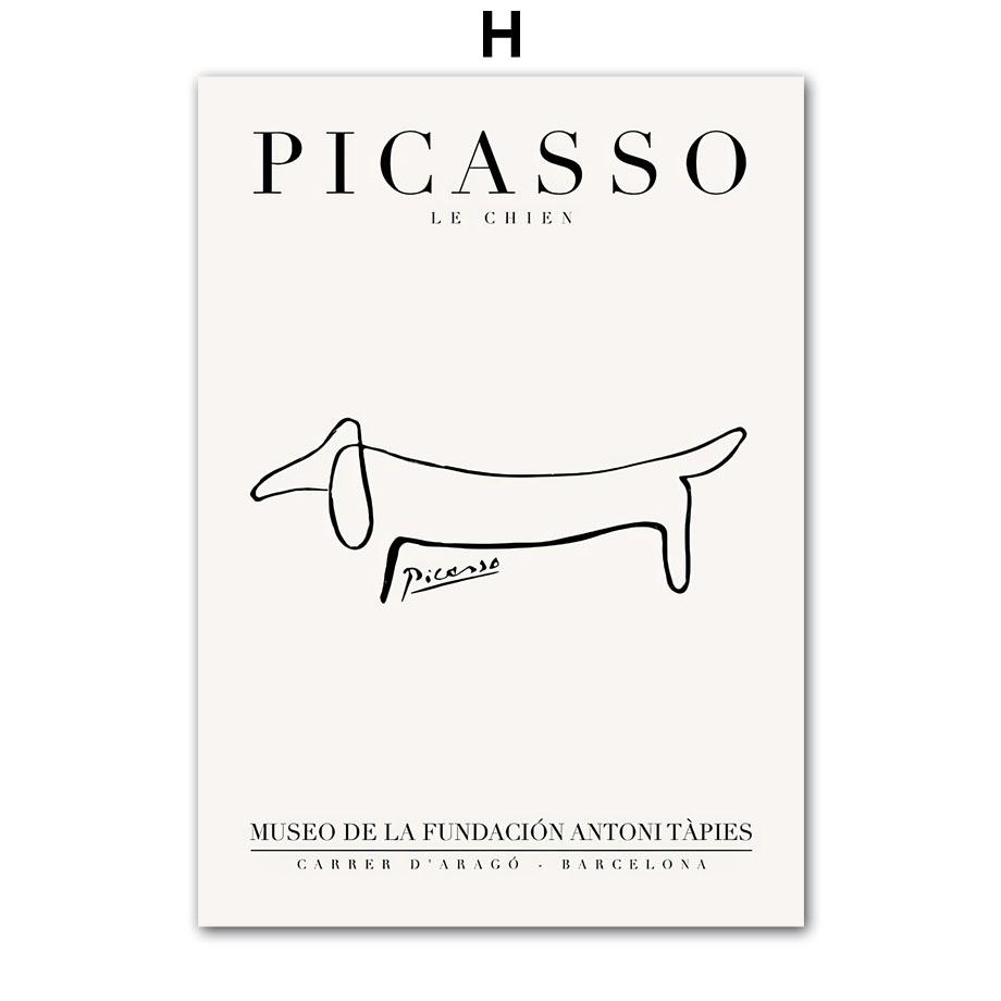 Figura abstractă Linie cârnat câine pisică Picasso artă de perete pictură pe pânză postere și imprimeuri nordice poze de perete decor camera de zi