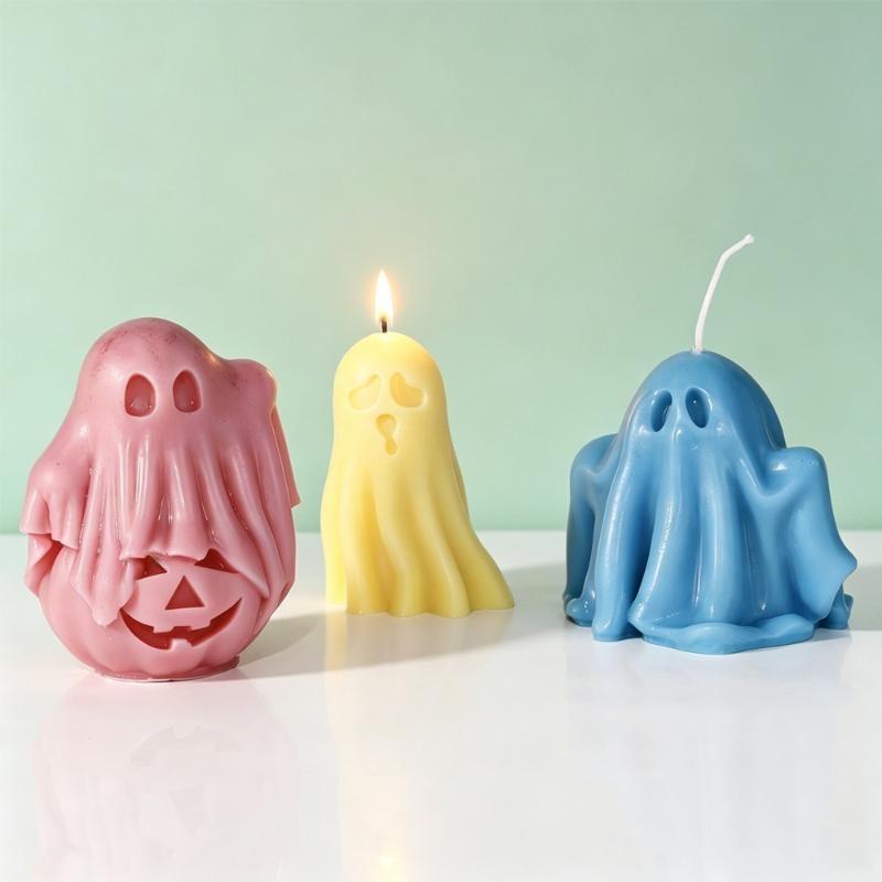 Diy Halloween Ghost Candle Silicone Mold Aromatherapy Candle Plaster Handmade Soap Mould Halloween Decoration
