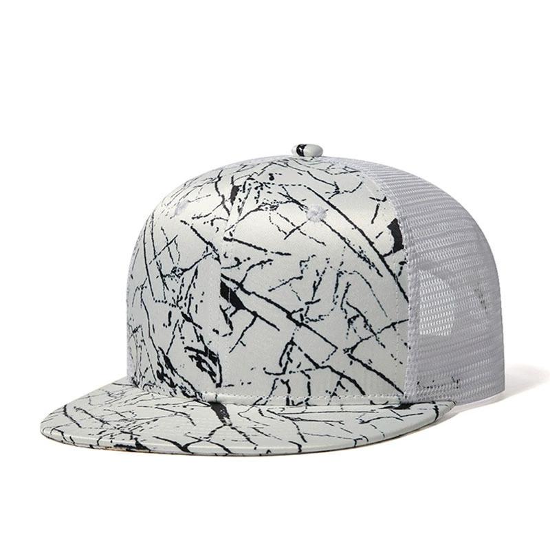 Gorra de Béisbol de Borde Plano Estilo Urbano Hip Hop Malla Transpirable Primavera y Verano Playa Sombrero de Sol con Estampado Digital de Palmera