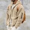 Men's Casual Loose Double-faced Fleece Jacket Solid Color Zipper Hooded Plush Warm Coat