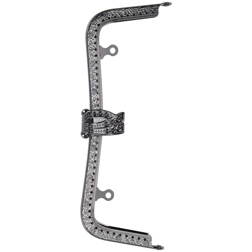 Metal Purse Frame DIY Kiss Clasp Lock Retro Embossed Handle Hardware Accessories 20cmGun Black