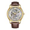 OCHSTIN Men's Skeleton Mechanical Watch - Genuine Leather, Waterproof, Fashionable Business Casual Wristwatch