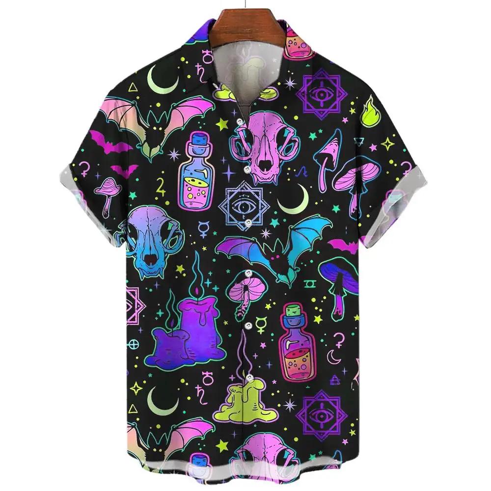 Demonic Horror 3D Printed Hawaiian Shirt Men's Loose Breathable Summer Short Sleeve