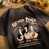 Retro Duck With Free Time Print Short Sleeve Unisex Cotton Fashion O-Neck Top Retro Basics Clothing Unisex Summer Loose Tee