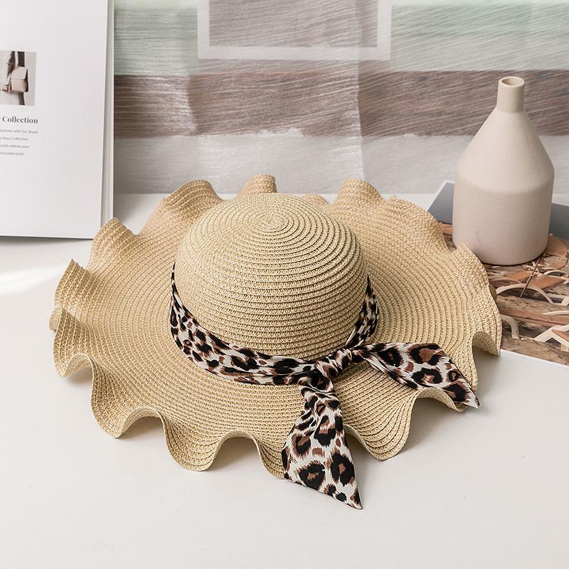 

Шикарная шляпа от солнца с бантом и леопардовым принтом для женщин — складная, широкополая соломенная пляжная кепка с защитой от ультрафиолета M（56-58cm） бежевый