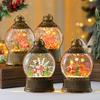 Christmas Luminous Rotating Windmill, Water-filled Snowfall, Flat Round Wind Lantern, Music Box, Christmas Desktop Decoration Gift