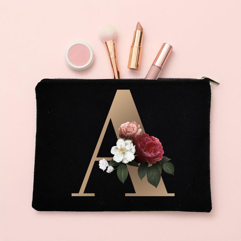 

Алфавит Цветочный Косметичка Подружки Невесты Праздничная Свадьба Девичник Подарок Холст Косметическая Сумка Для Хранения На Молнии
