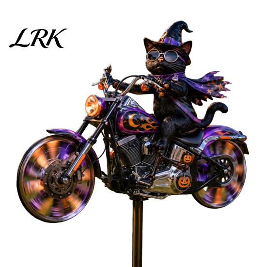Decor Înfricoșător pentru Curte pentru Casă Halloween Motocicletă Tăruș Metalic pentru Grădină Decor, Tăruși Metalici pentru Curte, Ornament Artistic Rezistent la Apă Accente pentru Decorarea Terasei 20cm C black