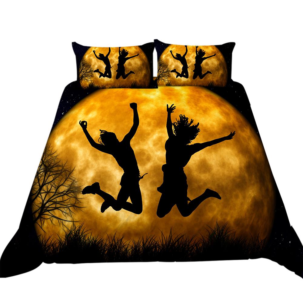 Luxuriöses Bettwäscheset für Zuhause mit 3D-Tanzmuster, Bettbezug und Kissenbezug in voller Größe, Tanzschattendruck, waschbar, bequeme Schlafzimmerbettwäsche