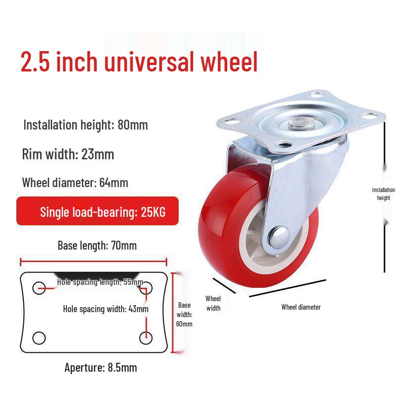 Universal Silent Casters with Brakes, 1-3 Inch Swivel Pulley Trolley Wheels