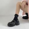 Thick-soled Heightening Mary Jane Shoes Women's Retro Versatile British Style Niche Design Fashion Chain Small Leather Shoes