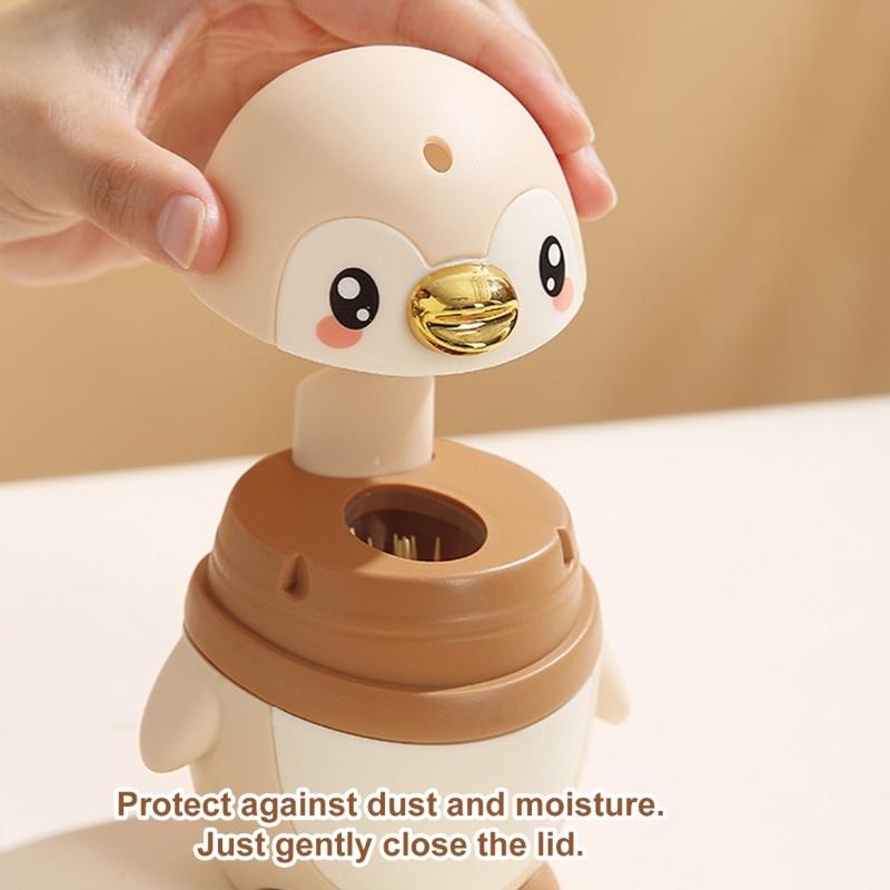 Toothpick Holder with Penguins Designs PP Construction Easy To Cleaning Toothpick Dispenser for Various Setting