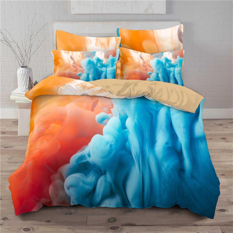 Regenbogen Bettwäsche-Set 3D-Druck Wolken Himmel Rosa Blau Queen Size Mikrofaser Bettwäsche Goldener Stern Bettbezug Schlafzimmer Dekoration