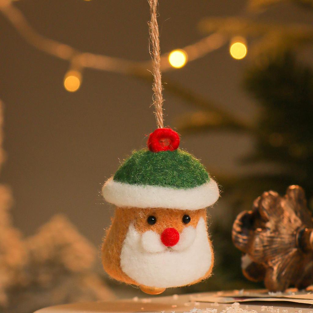 New Christmas Decoration Wool Felting Plush Christmas Bell Santa Claus Snowman Jingle Bell Christmas Tree Hanging Pendant