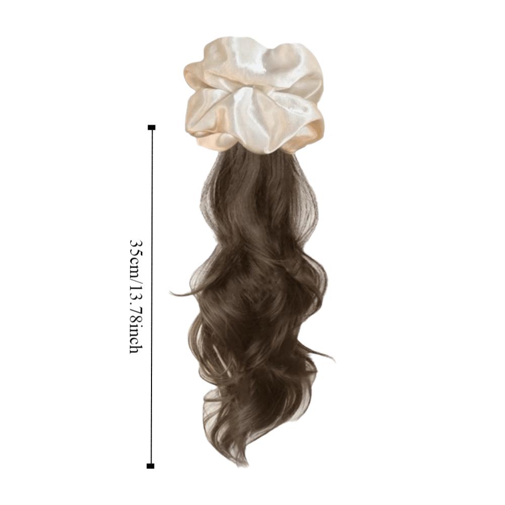 Scrunchie Satin Hair Bands Ponytail White Blue Pony Tail Hairpiece  for Women